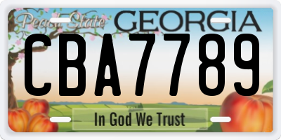 GA license plate CBA7789