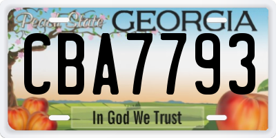 GA license plate CBA7793