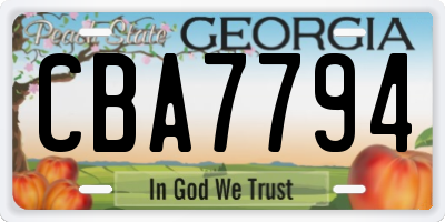 GA license plate CBA7794