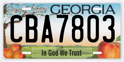 GA license plate CBA7803