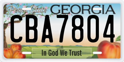 GA license plate CBA7804