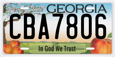 GA license plate CBA7806