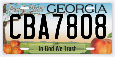 GA license plate CBA7808