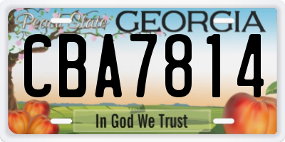 GA license plate CBA7814