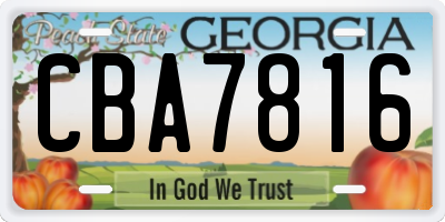 GA license plate CBA7816