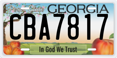 GA license plate CBA7817