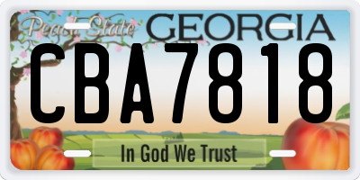 GA license plate CBA7818