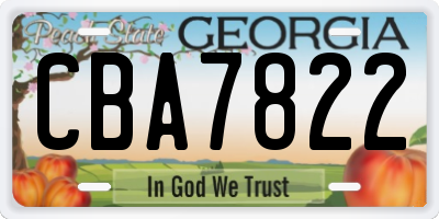 GA license plate CBA7822