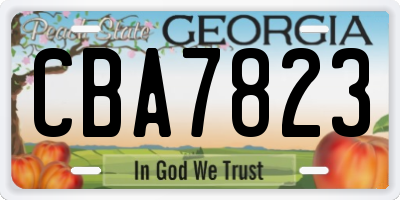GA license plate CBA7823
