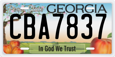 GA license plate CBA7837