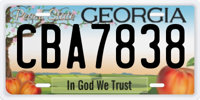 GA license plate CBA7838