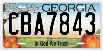 GA license plate CBA7843
