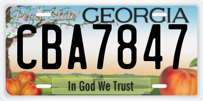 GA license plate CBA7847