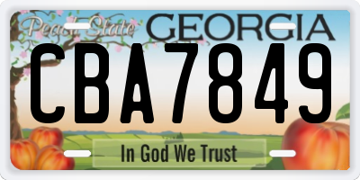 GA license plate CBA7849