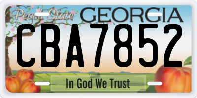GA license plate CBA7852