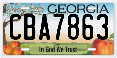 GA license plate CBA7863