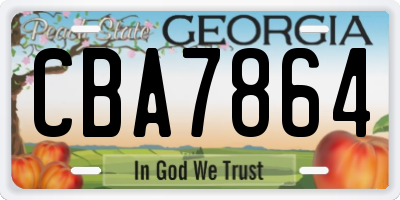 GA license plate CBA7864