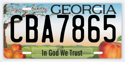 GA license plate CBA7865