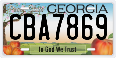 GA license plate CBA7869