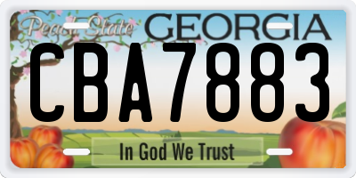 GA license plate CBA7883