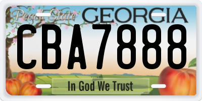 GA license plate CBA7888