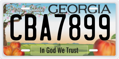 GA license plate CBA7899