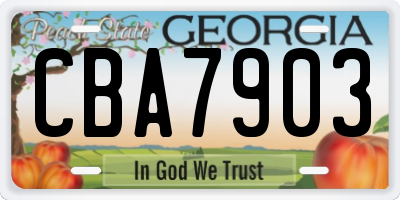GA license plate CBA7903