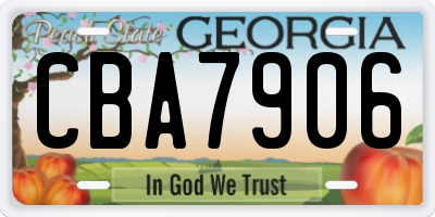 GA license plate CBA7906