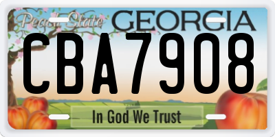 GA license plate CBA7908