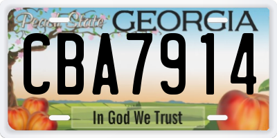 GA license plate CBA7914
