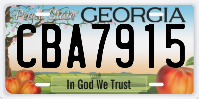 GA license plate CBA7915