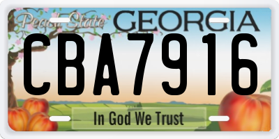 GA license plate CBA7916
