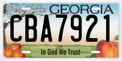 GA license plate CBA7921