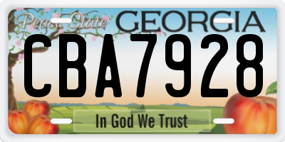 GA license plate CBA7928