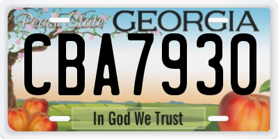GA license plate CBA7930