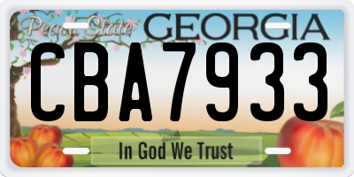 GA license plate CBA7933
