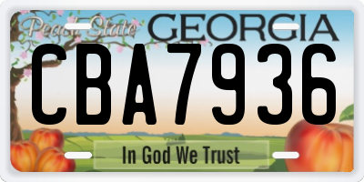 GA license plate CBA7936