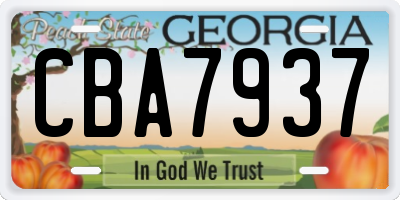 GA license plate CBA7937