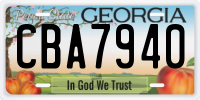 GA license plate CBA7940