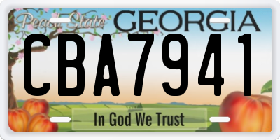GA license plate CBA7941