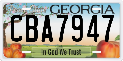 GA license plate CBA7947