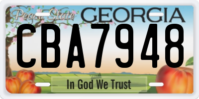 GA license plate CBA7948