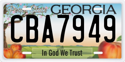 GA license plate CBA7949