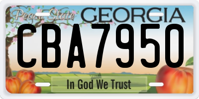 GA license plate CBA7950