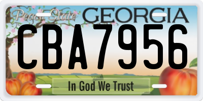 GA license plate CBA7956