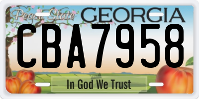GA license plate CBA7958
