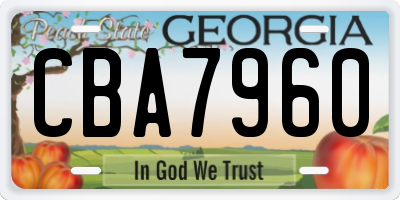 GA license plate CBA7960