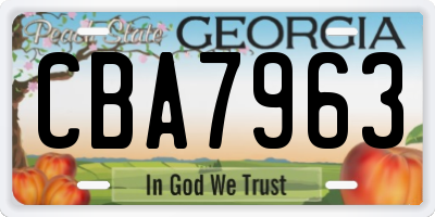 GA license plate CBA7963