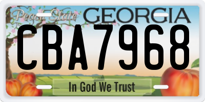 GA license plate CBA7968