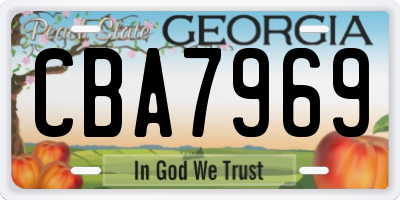 GA license plate CBA7969